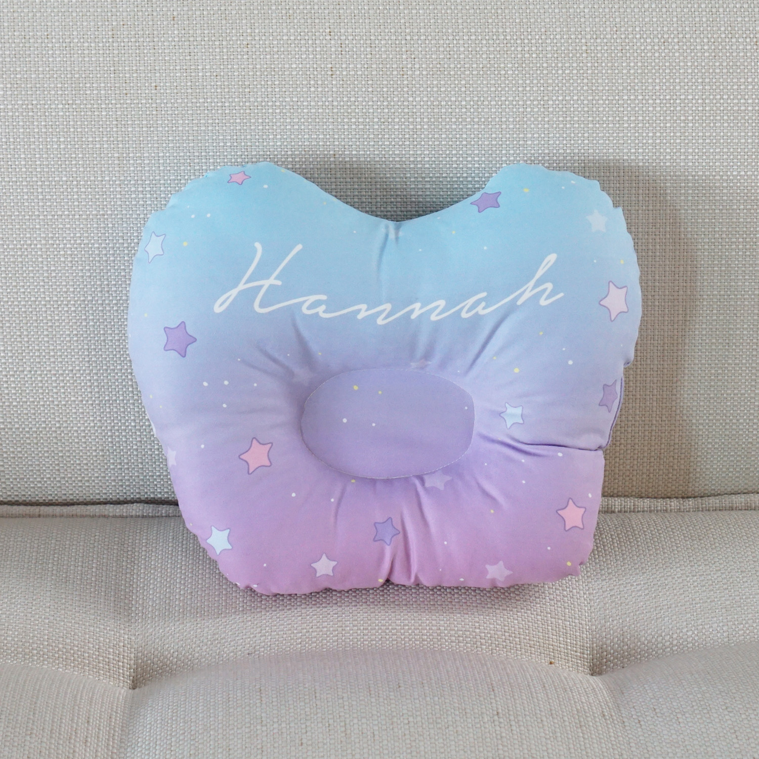 หมอนเด็ก หมอนหลุม Baby Pillow สั่งทำใส่ชื่อ ลาย Little Stars - Blue Pink