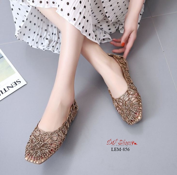 รองเท้าส้นแบนหนังสาน (สีทอง)