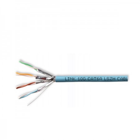 ขายถูก LINK US-9256LSZH CAT6A Indoor U/FTP Cable, Bandwidth 500MHz, 23 AWG, LSZH, Aqua Blue Color 305 M./Rol