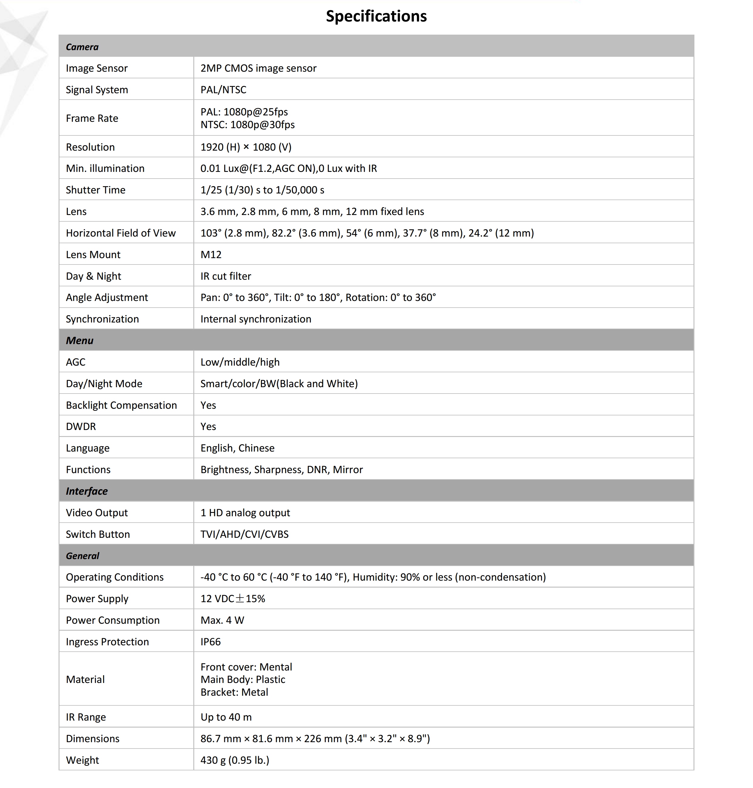ขายถูก HIKVISION Turbo HD รุ่น DS-2CE16D0T-IT3F ความละเอียด 2 ล้านพิกเซล