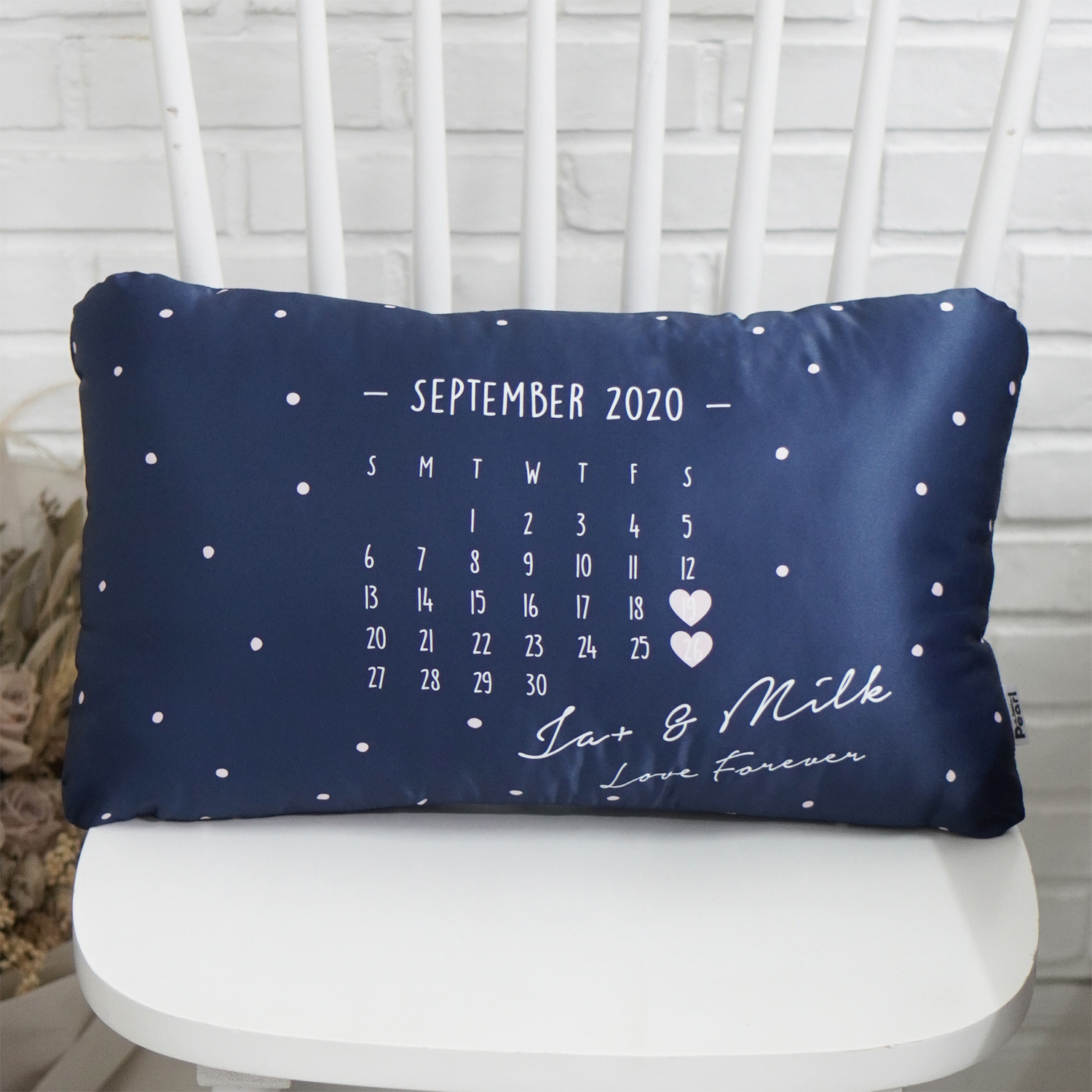 หมอนอิงทรงสี่เหลี่ยมยาว Calendar - Navy