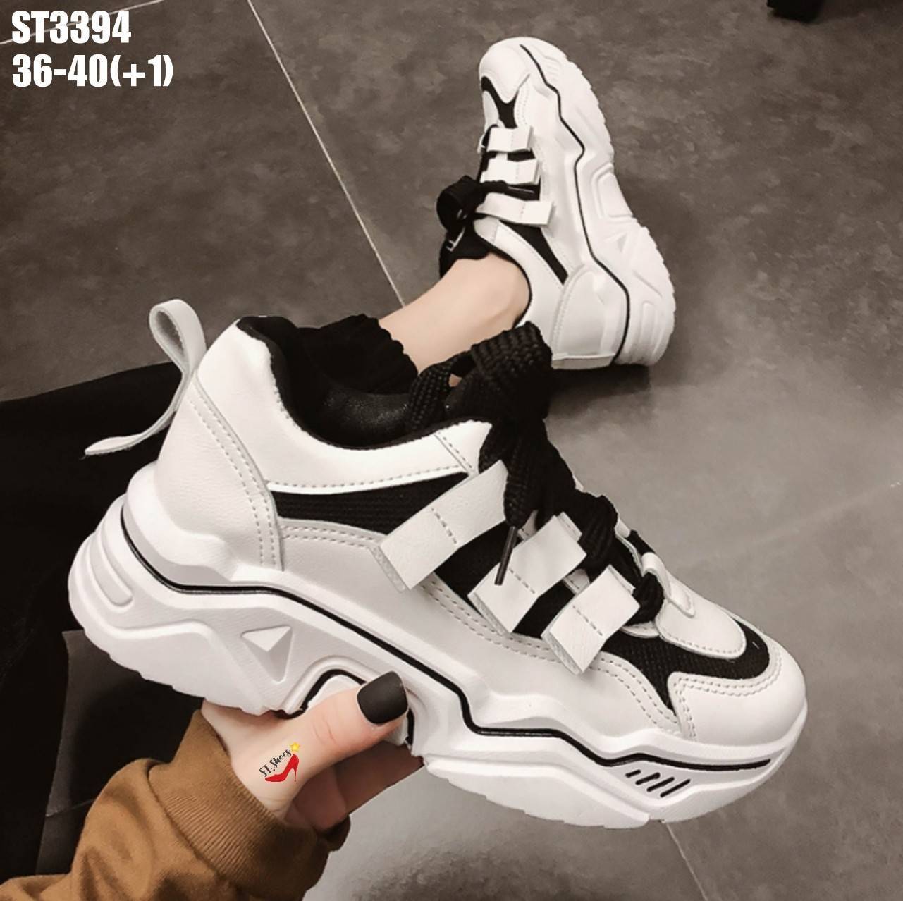 รองเท้าผ้าใบSportแต่งเมจิกเทป (สีขาว)