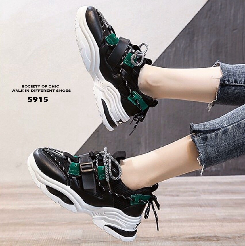 รองเท้าผ้าใบแฟชั่นแต่งพื้นSport (สีครีม)