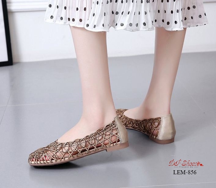 รองเท้าส้นแบนหนังสาน (สีทอง)