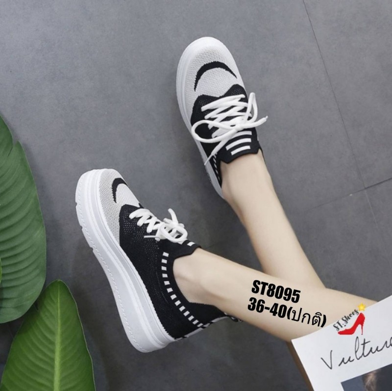 รองเท้าผ้าใบแฟชั่นผ้าทอแต่งสีทูโทน (สีชมพู)