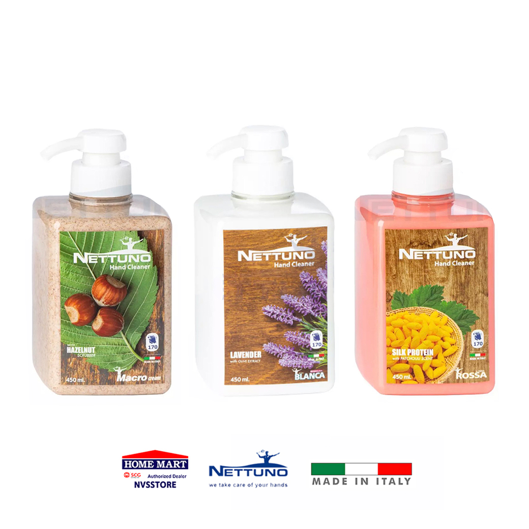 Nettuno น้ำยาล้างมือจากอิตาลี มีเม็ดสครับธรรมชาติ ขจัดคราบน้ำมันเครื่อง จารบี กลิ่นอาหาร