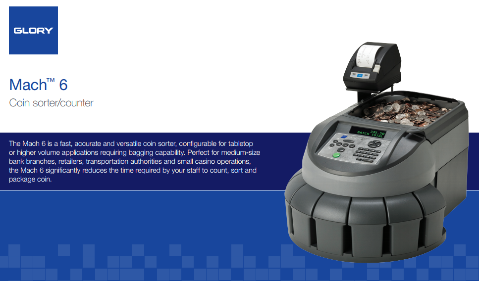 เครื่องนับเหรียญ GLORY รุ่น MACH 6