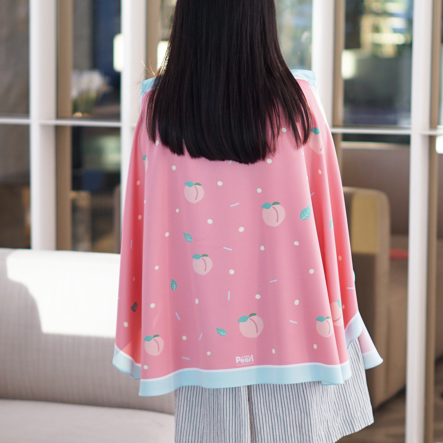 ผ้าคลุมให้นม พร้อมส่ง ลาย Peach - Pink