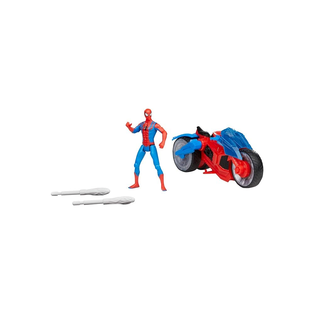Hasbro Marvel Spider-Man Web Blast Cycle Kids Playset with Poseable Spider-Man Action Figure (4") ฮาสโบร มาร์เวล อเวนเจอร์ส หุ่นโมเดลฟิกเกอร์ สไปเดอร์แมน ขนาด 4 นิ้ว และ มอเตอร์ไซด์ ลิขสิทธิ์แท้