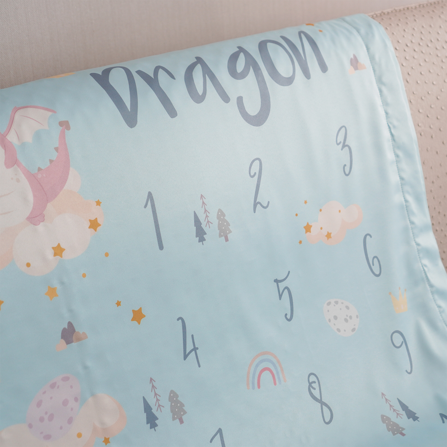 ผ้าห่ม Milestone ลาย Dragon - Blue