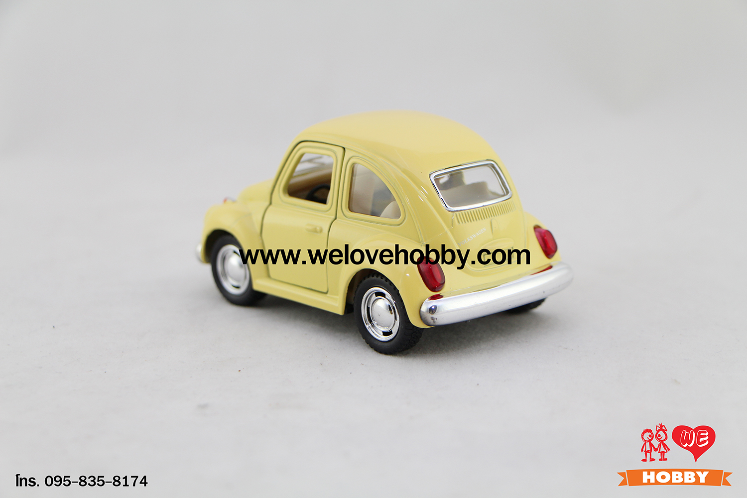 โมเดลรถคลาสสิค 1967 Volkswagen Classical Beetle ไซส์เล็ก สีเหลือง Pastel Scale : 4”