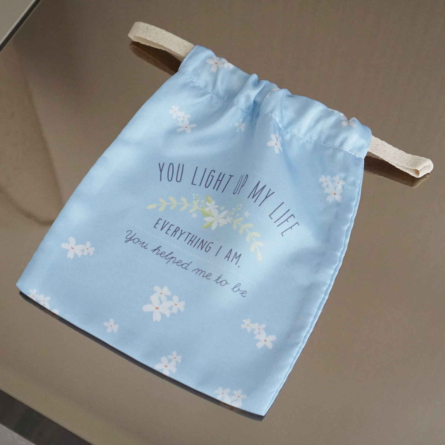ถุงผ้าซาติน ลาย Jasmine - Blue