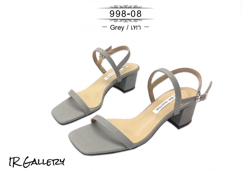 รองเท้าส้นตันรัดส้น2นิ้ว (สีเทา)