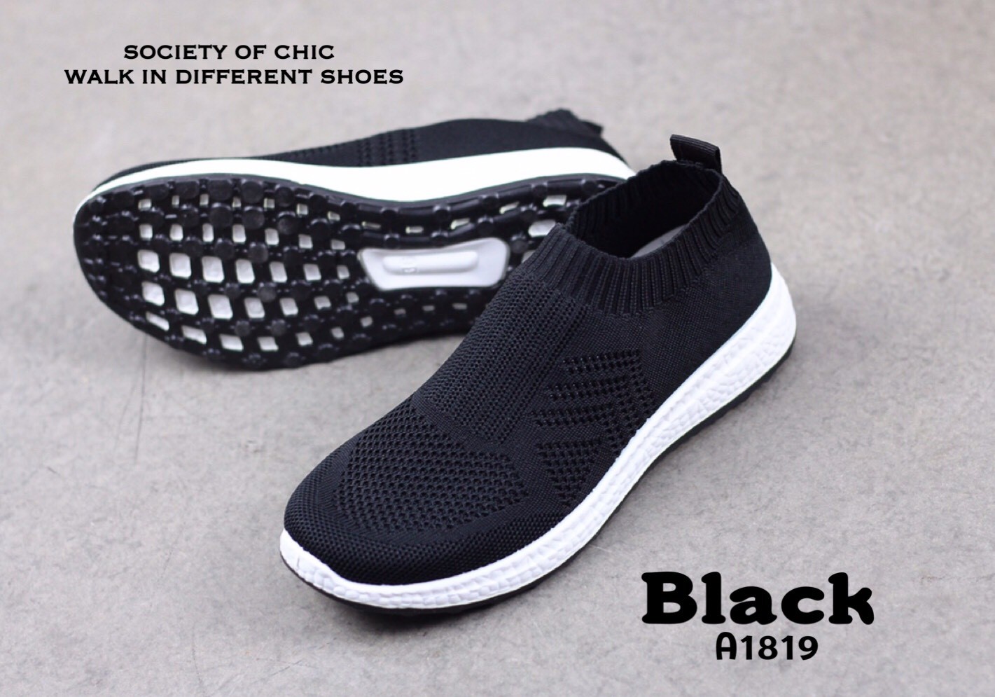 รองเท้าผ้าใบผ้านิ่มขอบถุงเท้า (สีขาว)