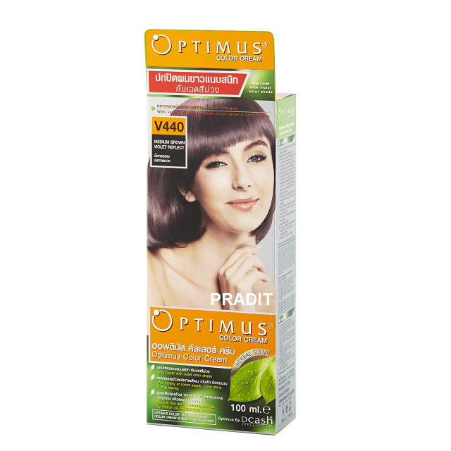 Optimus Color Cream ออพติมัส คัลเลอร์ ครีม เบอร์V440 สีน้ำตาลกลางประกายม่วง 100 มล 235 กรัม