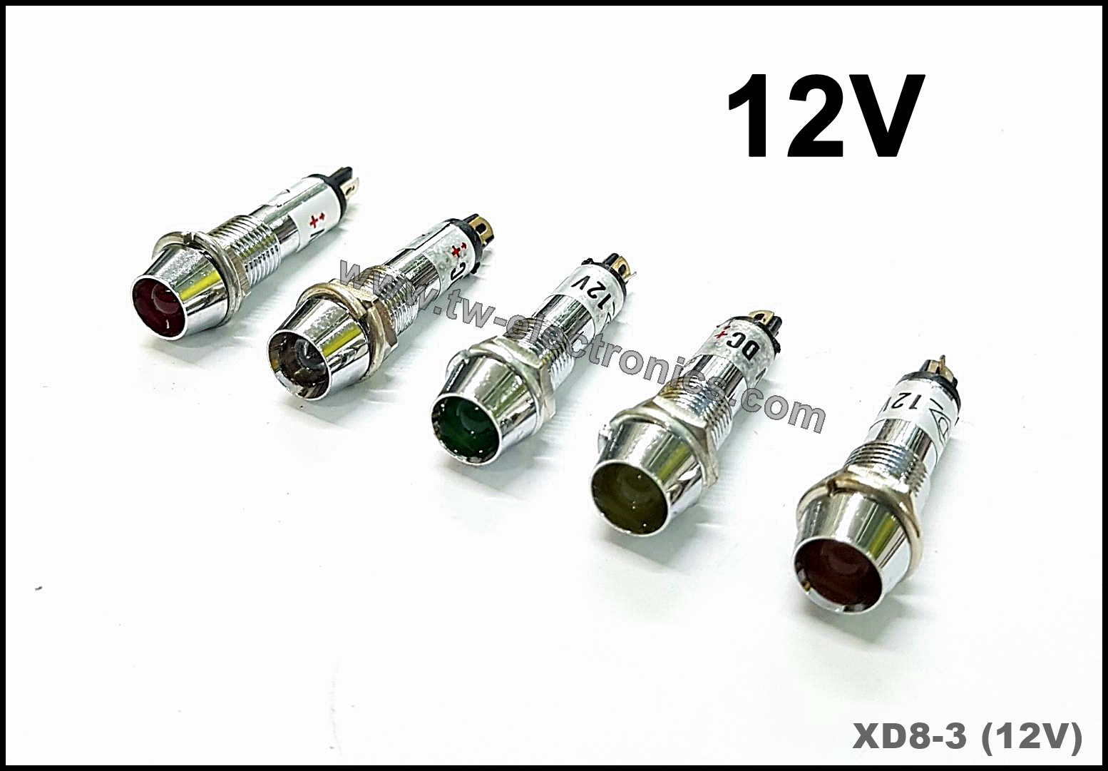 หลอดตู้คอนโทรล 8mm (12V) / XD8-3 Pilot Lamp