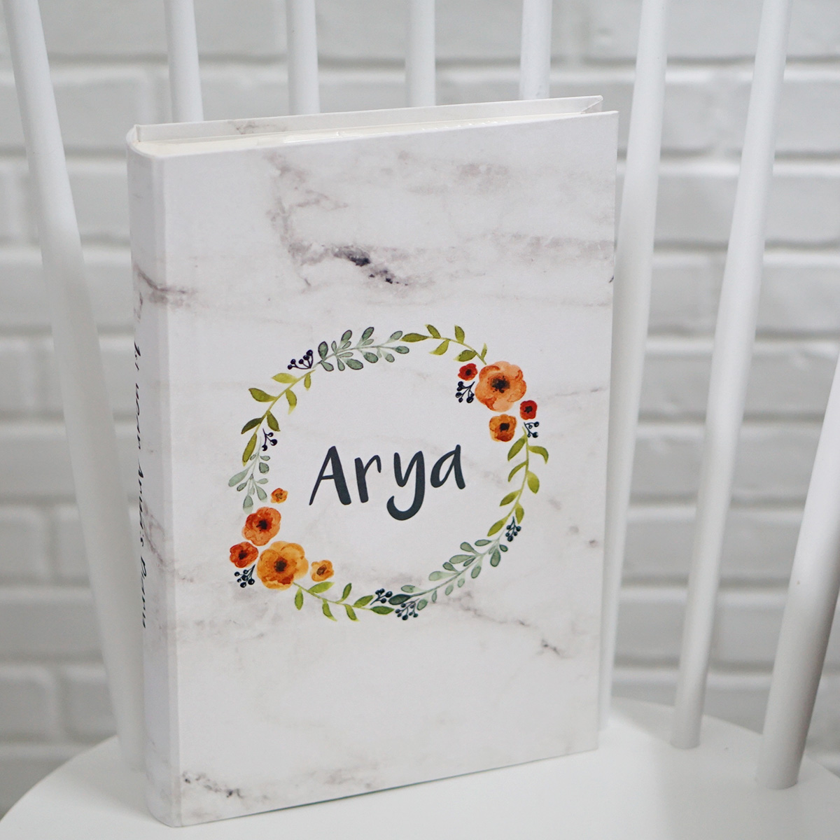 อัลบั้มสั่งทำใส่ชื่อ ลายหินอ่อน - Marble - Watercolour Floral Frame
