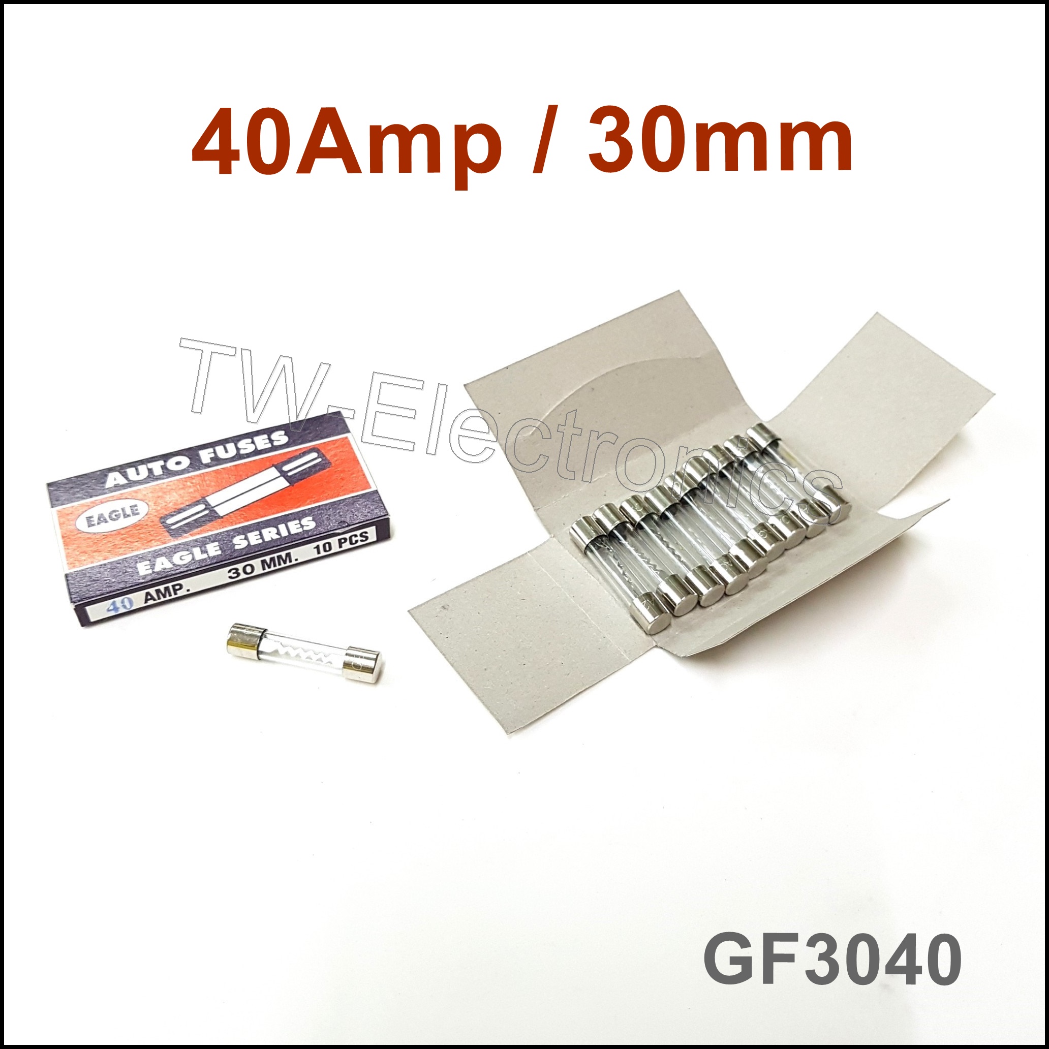 ฟิวส์แก้วยาว 40Amp / 30mm (10หลอด)