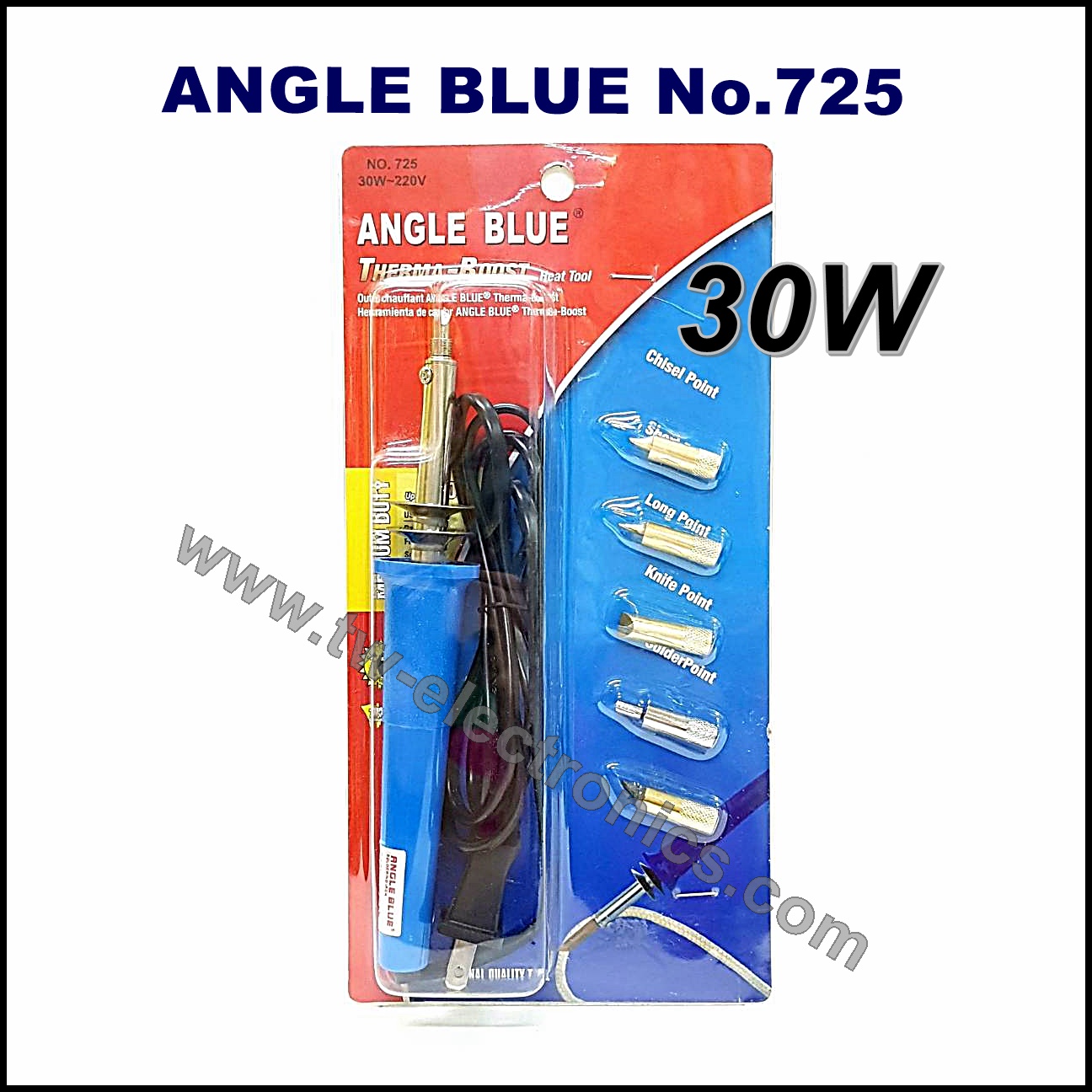 หัวแร้งแช่ 30W เปลี่ยนหัวได้ 6 แบบ / ANGLE BLUE No.725