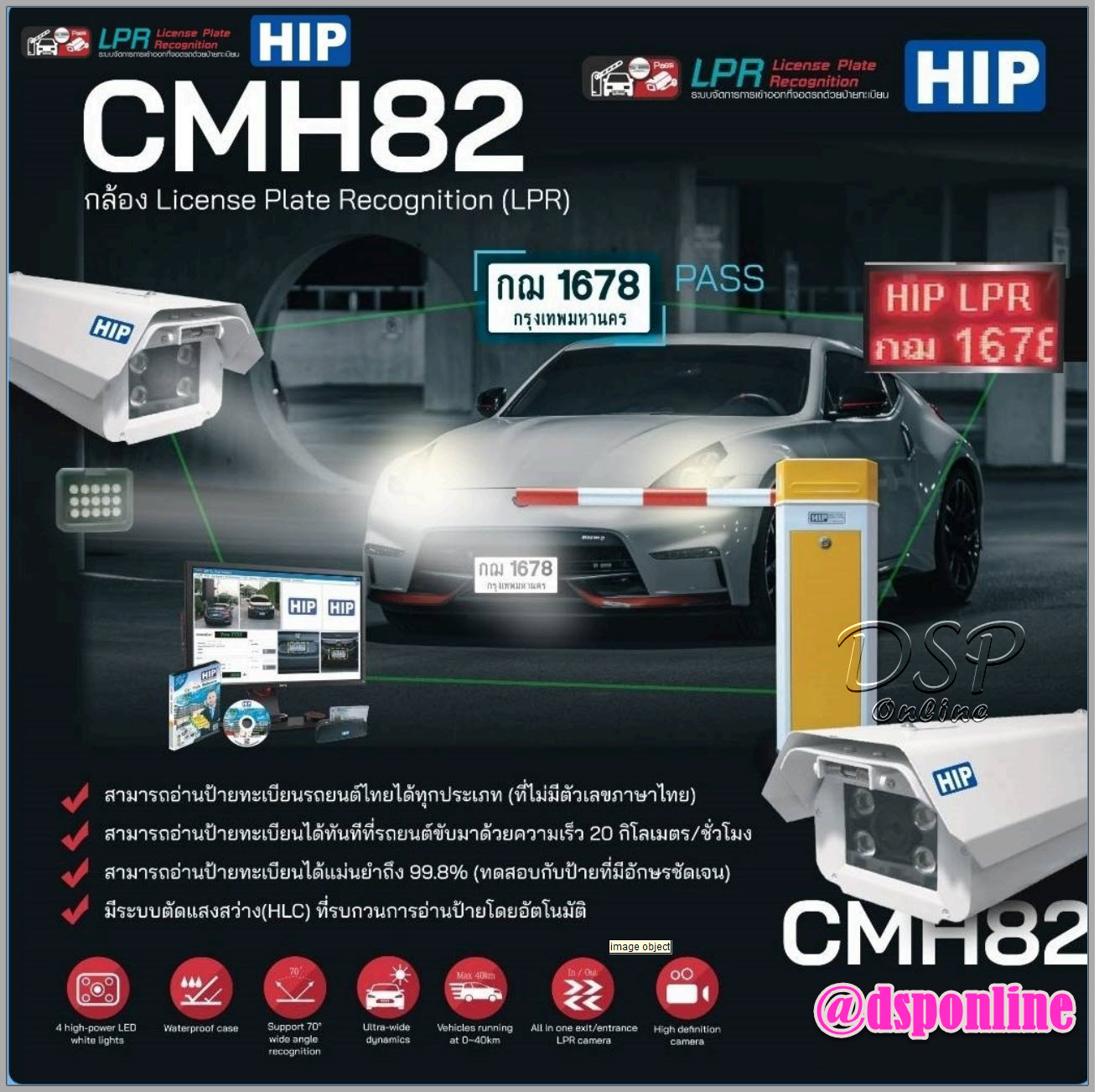 ขายถูก กล้องอ่านป้ายทะเบียนรถยนต์ HIP CMH82 (Camare CMHD82+Fill Light)