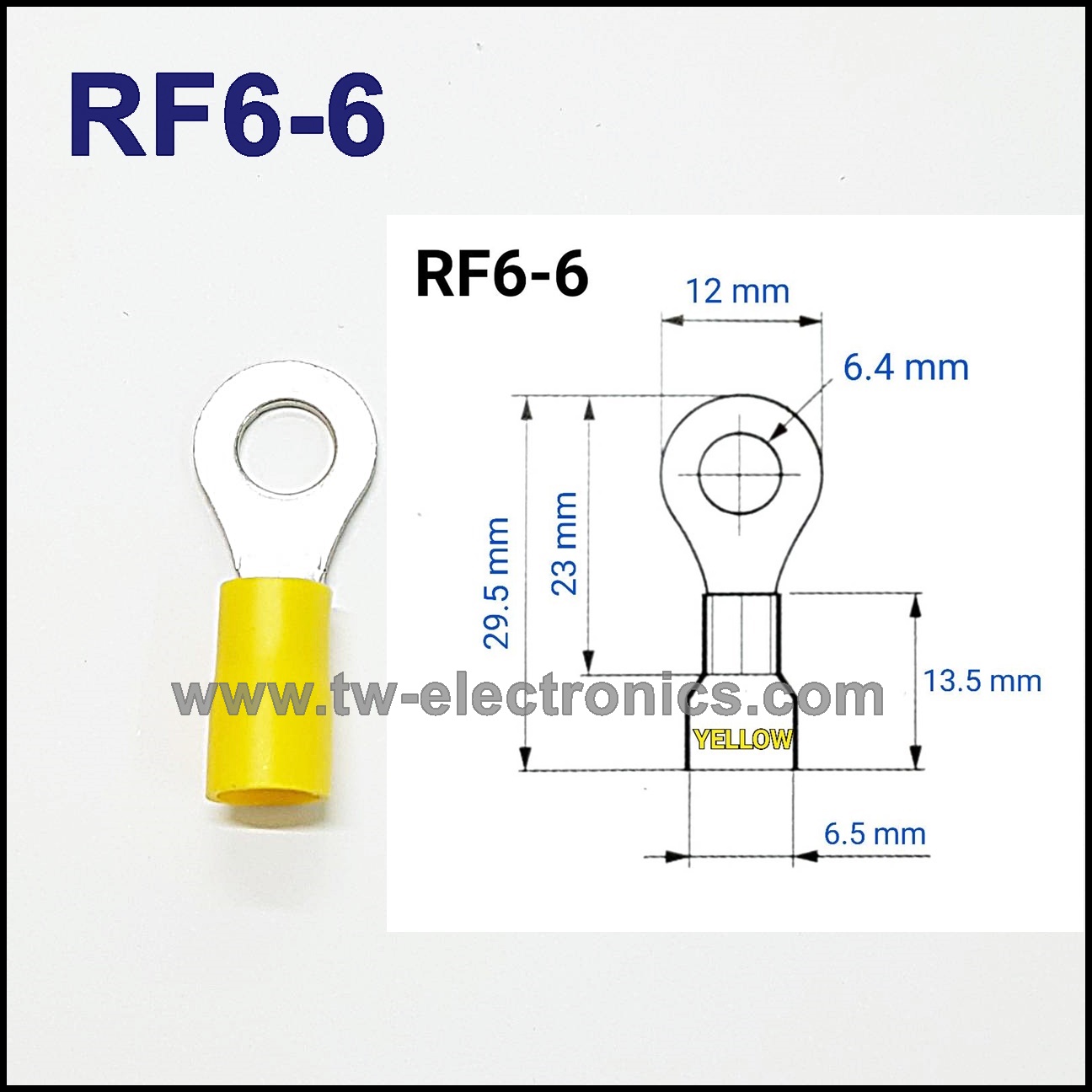 หางปลากลม หุ้ม(สีเหลือง) T-LUG / RF6-6