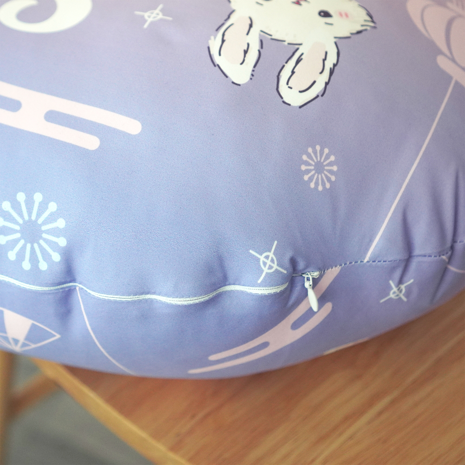 หมอนรองให้นม สั่งทำใส่ชื่อ ลาย Rabbit - Chinese - Blue Pink