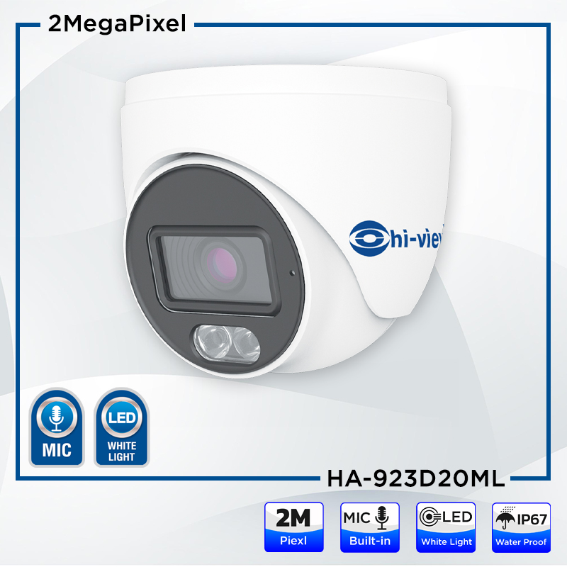 ขายถูก Hi-view HA-923D20ML (Hiview Dome Camera Night Color Mic-Built-in 2 MP 3 in 1) กล้องวงจรปิดไฮวิว 2 ล้านพิกเซล บันทึกภาพสี 24 ชั่วโมง มีไมค์ในตัว บันทึกภาพและเสียง ใช้งานภายใน ประกันศูนย์