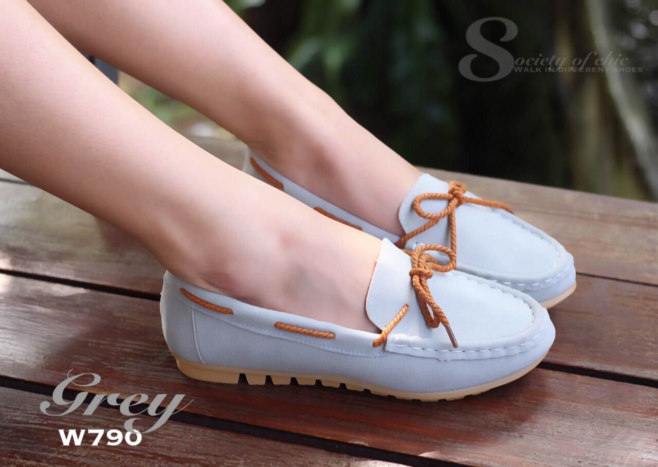 รองเท้า Moccsasin กำมะหยี่ (สีเทา)