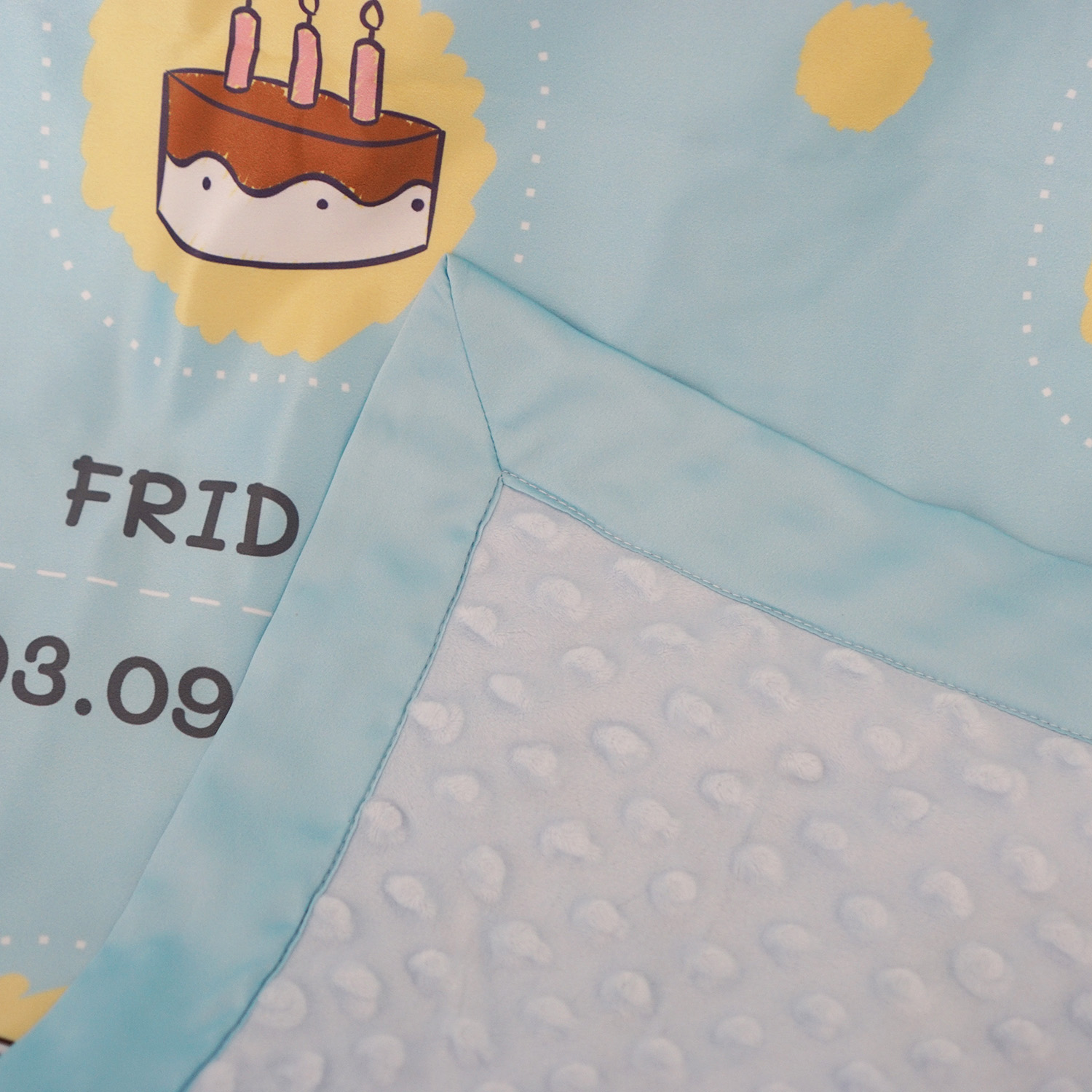 ผ้าห่ม สั่งทำใส่ชื่อ ลายไข่ดาว สีฟ้า - Fried Egg - Blue