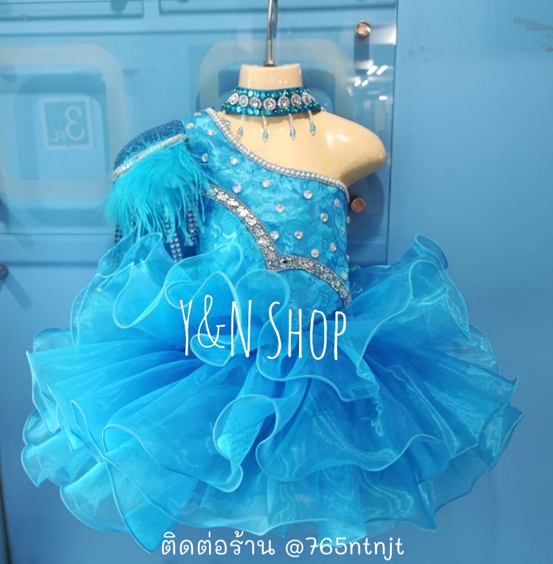 Y&NShop ชุดดรัมเมเยอร์ ชุดเชียร์ลีดเดอร์ เด็กหญิงอนุบาล-ประถมต้น แบบชุดไหล่ข้างเดียว