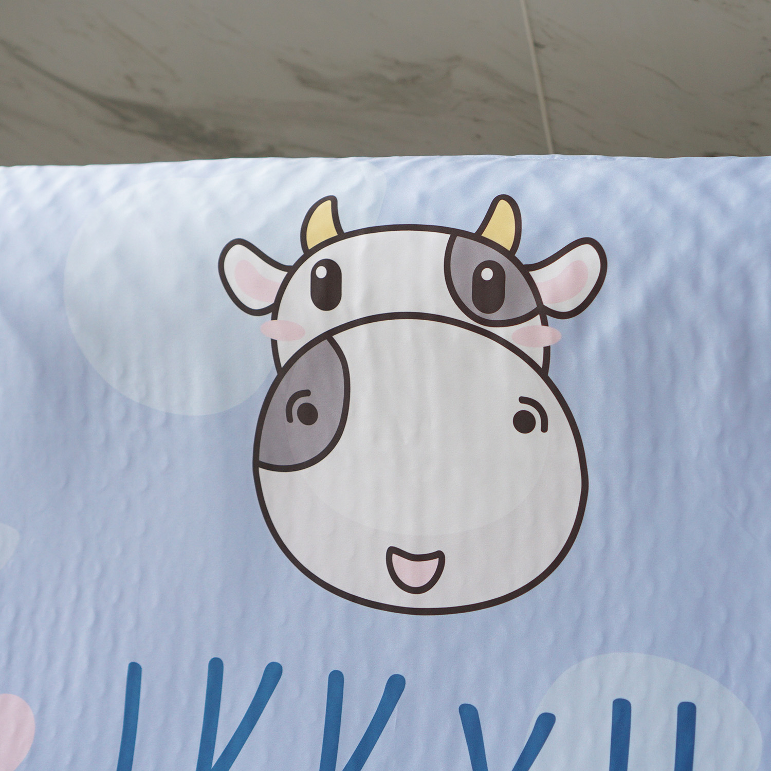 ผ้าห่ม สั่งทำใส่ชื่อ ลาย Cow1 - Indigo