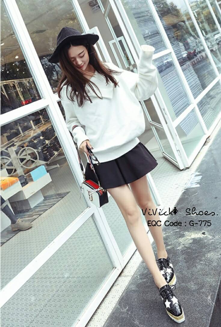 รองเท้ามัฟฟินลายดาว MIU MIU Style (สีเงิน)