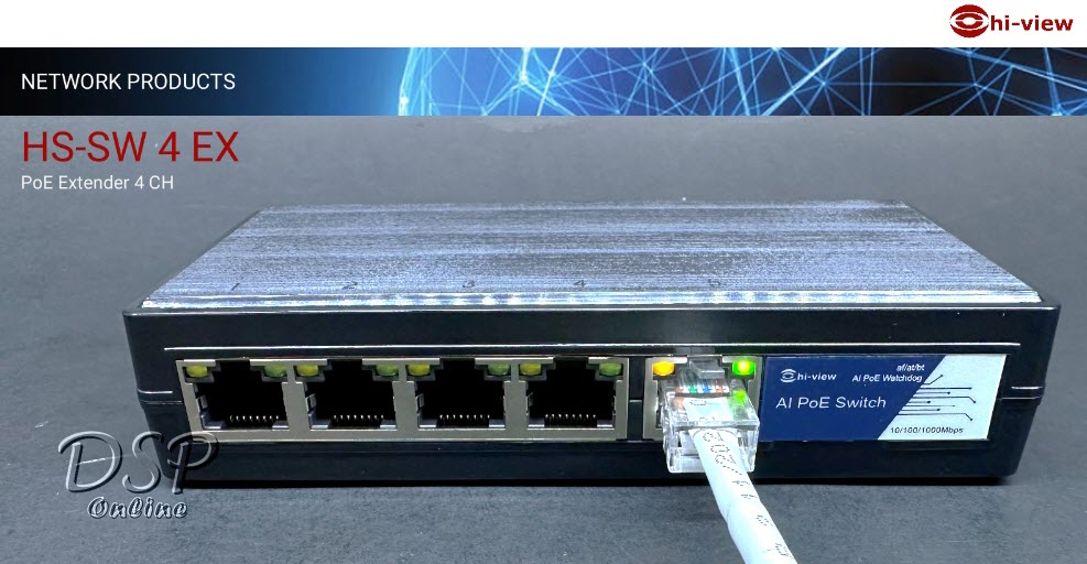 ขายถูก HIVIEW HS-SW4EX POE EXTENDER 4 CH อุปกรณ์ช่วยประหยัดสายสัญญาณและช่วยขยายสัญญาณในการติดตั้งกล้องวงจรปิดระบบ IP ประกันศูนย์