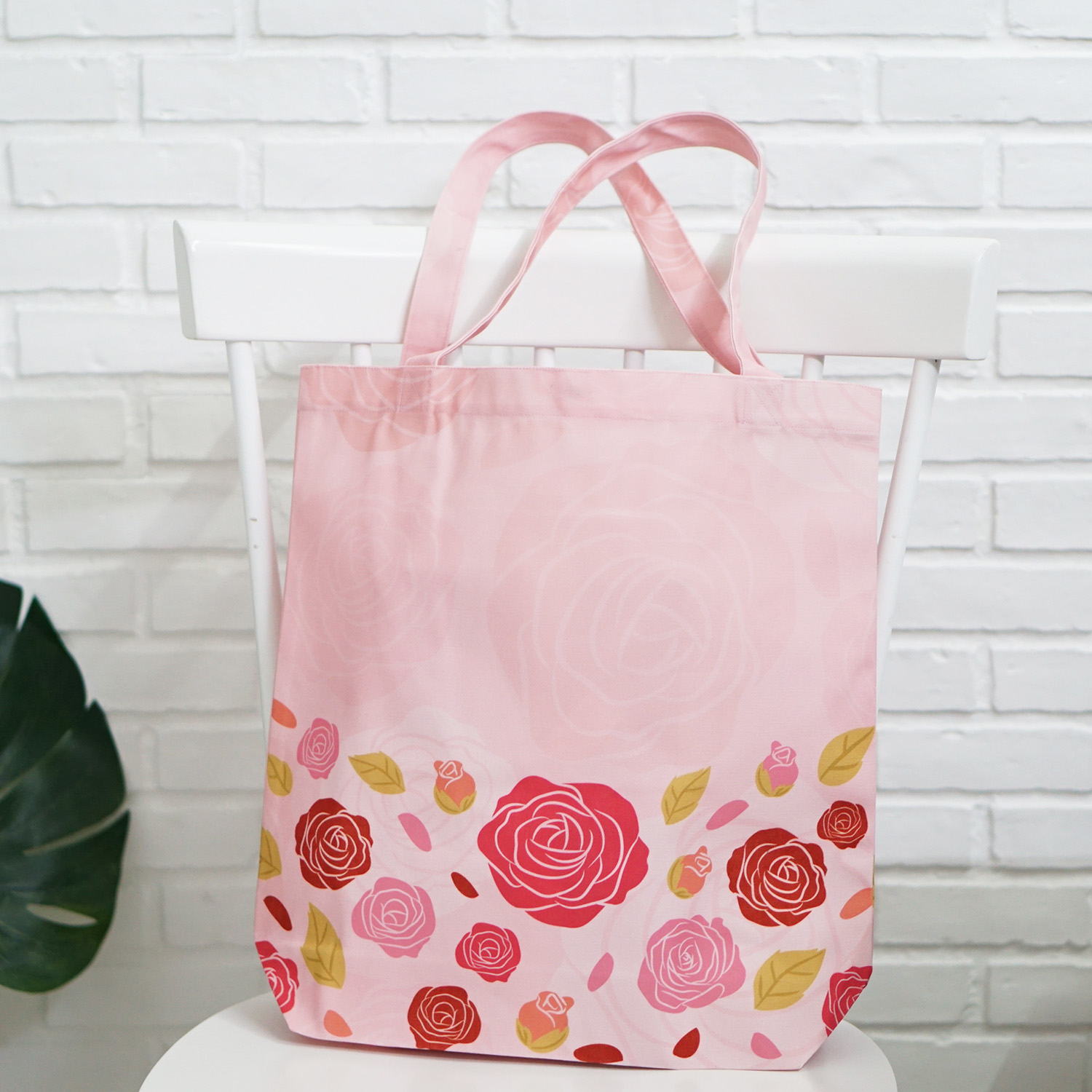 กระเป๋าผ้าแคนวาสพร้อมส่ง ลาย Rose - Pink