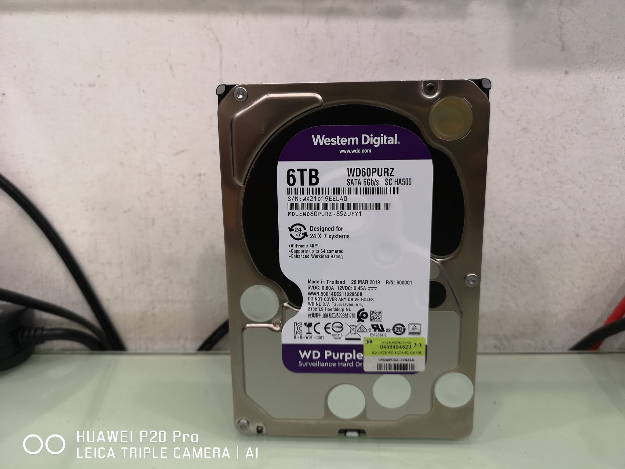 6 TB. WD PURPLE 5700RPM SATA3 (WD60PURZ) JIB05/2022