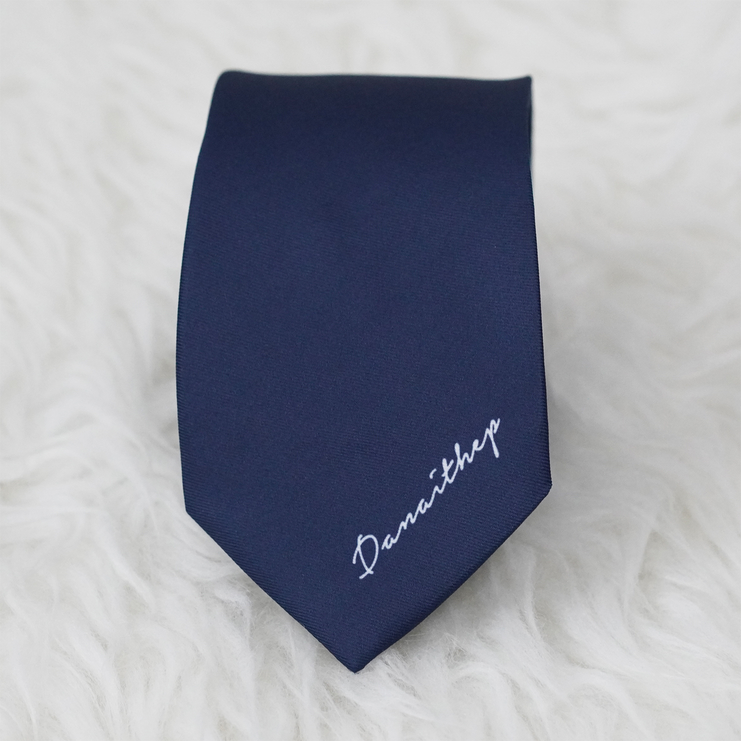 เนคไท สั่งทำใส่ชื่อ ขนาด 3" - Minimal - Floral Frame Navy