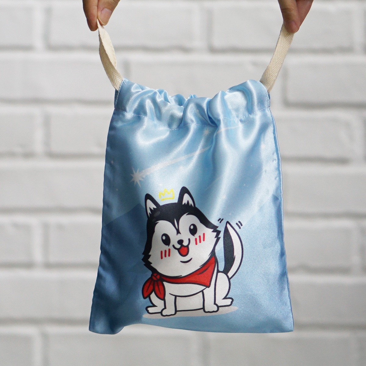 ผ้าคลุมให้นม สั่งทำใส่ชือ ลาย Siberian Husky - Blue