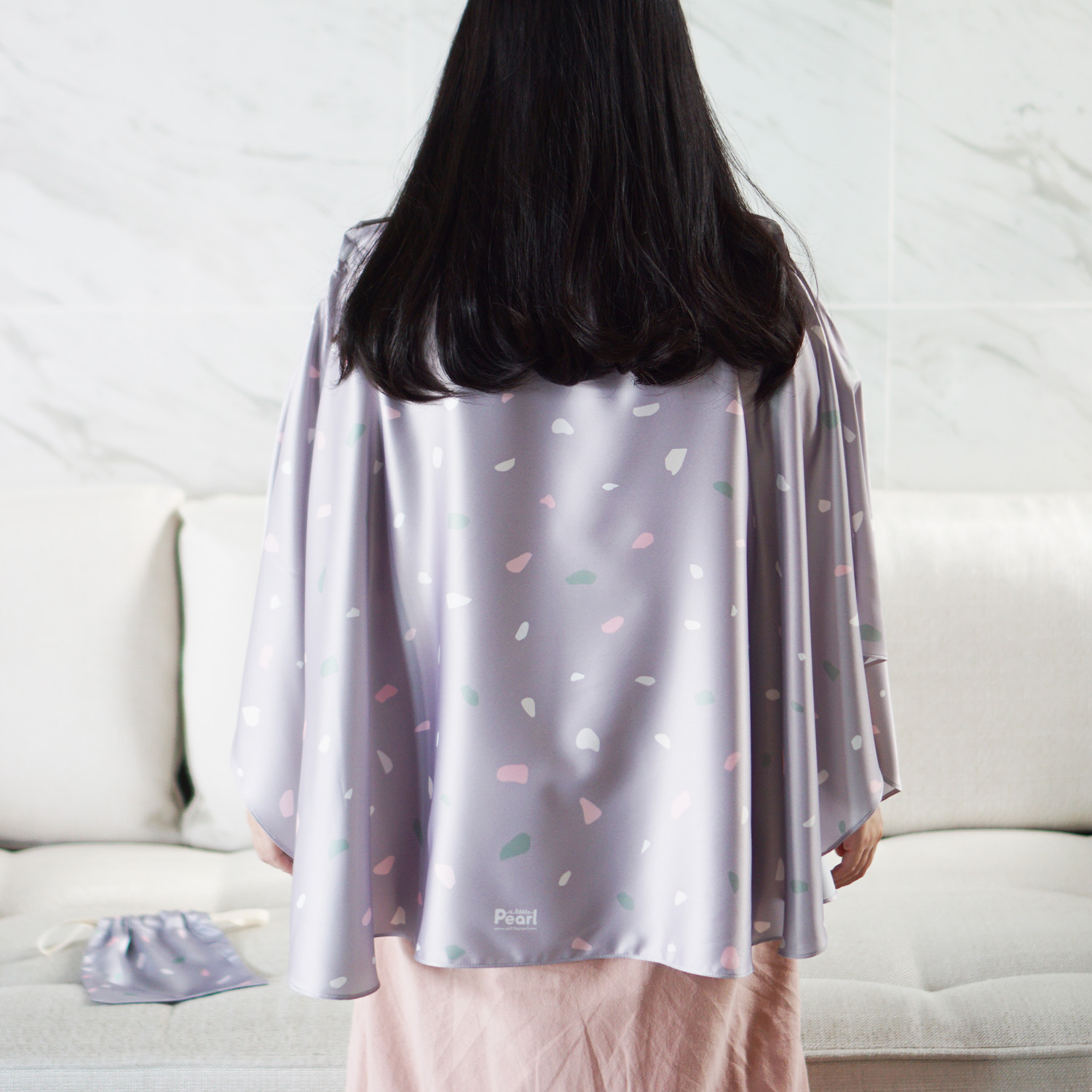 ชุดของขวัญเด็กแรกเกิด NP2 ผ้าคลุมให้นม + หมอนรองให้นม ลาย Terrazzo - Grey