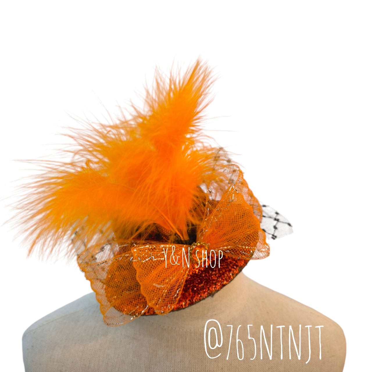 หมวกดรัมเมเยอร์เด็ก ขนนกแฟนซี กิ๊ฟติดผม งานทำมือ|ใช้กับชุดดรัมเมเยอร์เด็กหญิง ชุดกีฬาสีเด็ก Y&N Shop