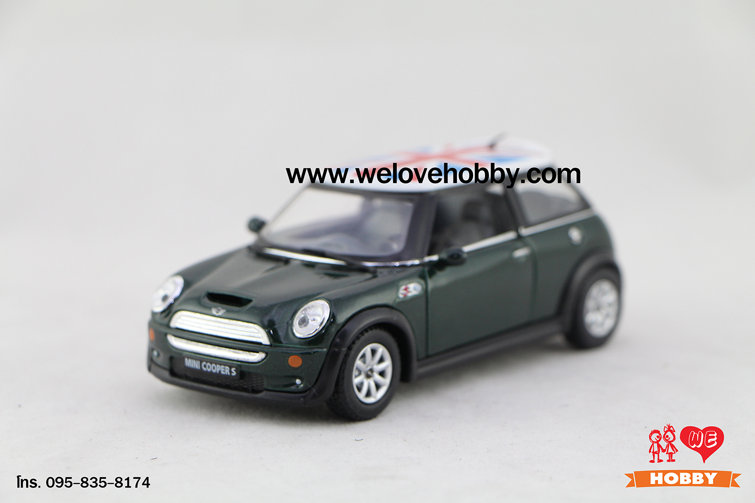 โมเดลรถ Mini Cooper S สีเขียว Scale 1:28