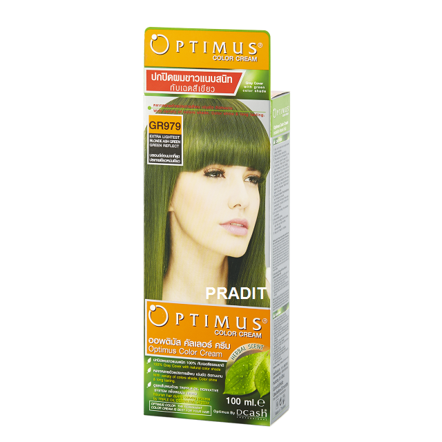 Optimus Color Cream ออพติมัส คัลเลอร์ ครีม เบอร์GR979 สีบลอนด์อ่อนมากที่สุดประกายเขียวหม่นเขียว 100 มล 235 กรัม