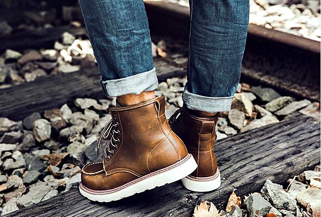 01070 รองเท้าบูท Miyano Martin Boots Leather Shoes high สไตล์วินเทจ [ชาย/หญิง] Size 39-44