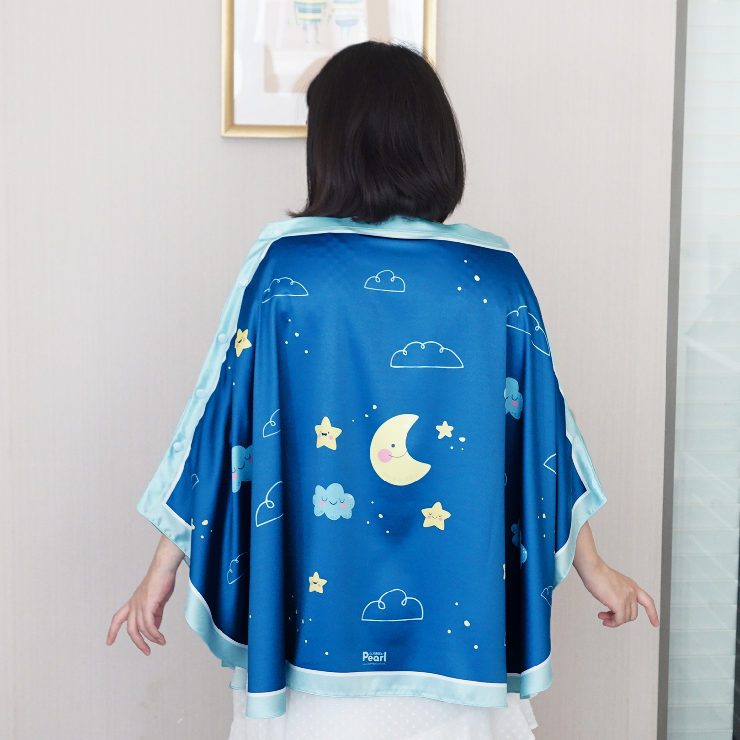 ผ้าคลุมให้นม (รุ่นมีกระดุม ถอดโครงได้) พร้อมส่ง ลาย Plane - Navy