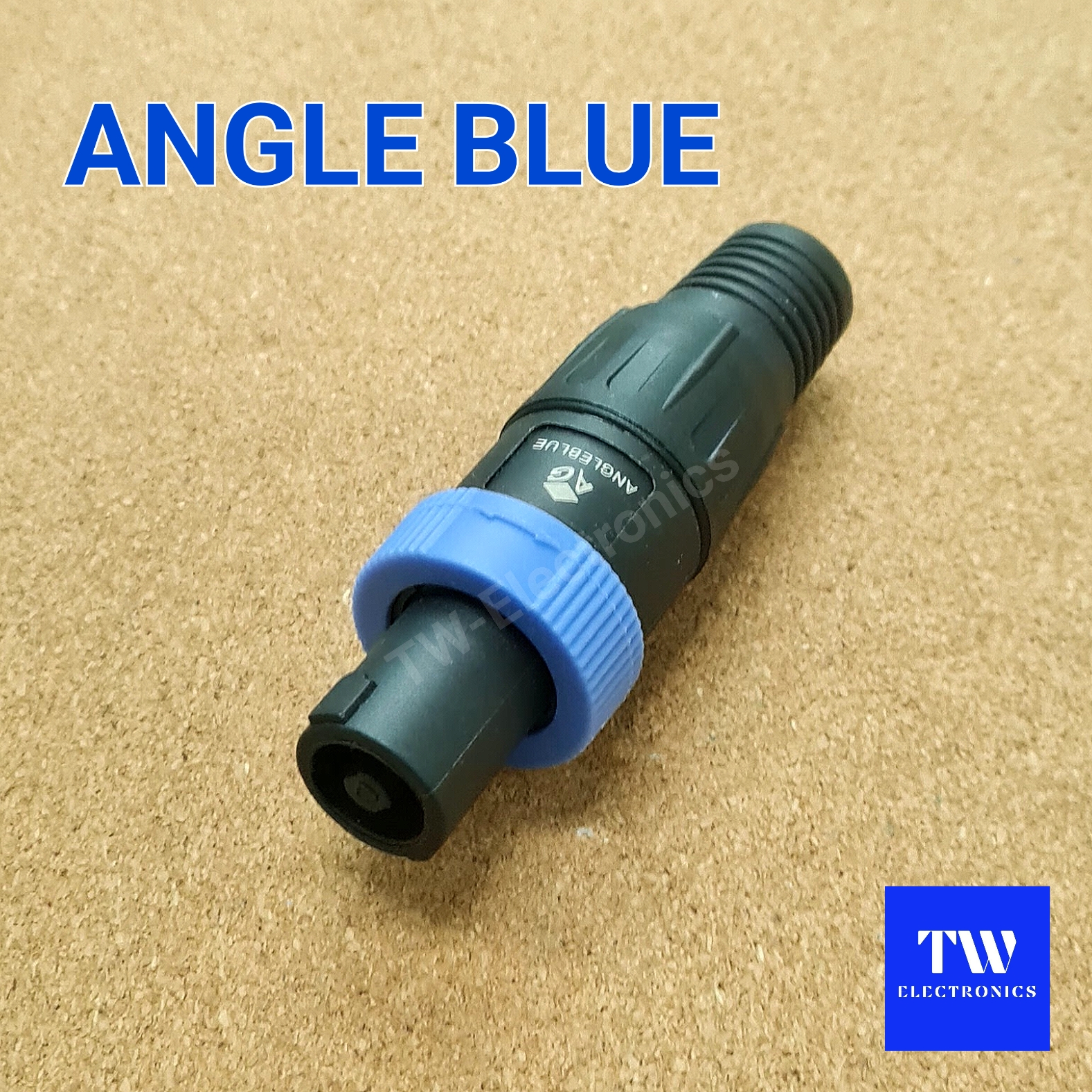 ปลั๊กลำโพงสปีคคอน (ตัวผู้) หมุนล็อค (สีฟ้า) / ANGLE BLUE