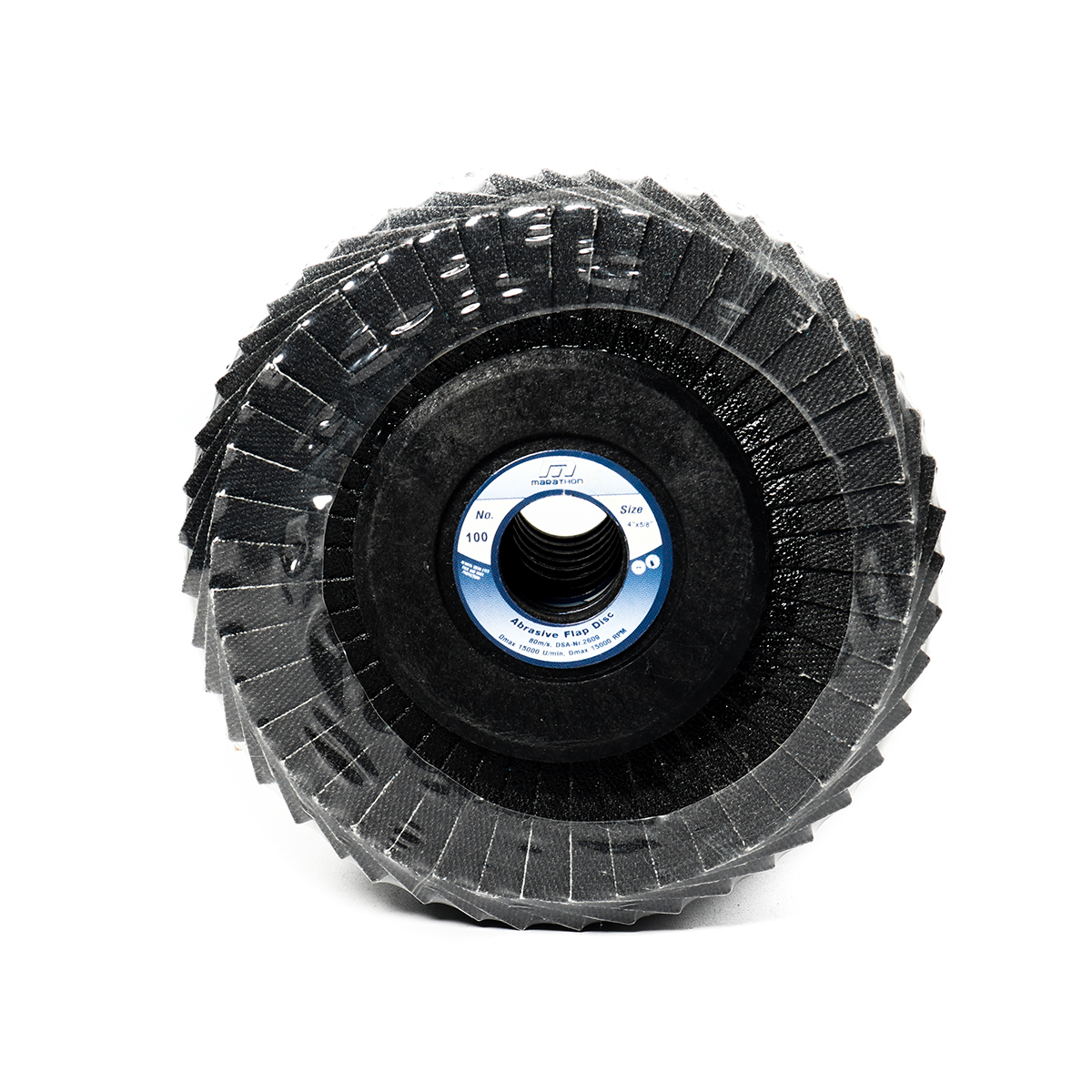 แผ่นเจียรทรายซ้อนหลังอ่อน MARATHON 4 นิ้ว No.100 Flap Disc Aluminum Oxide (10อัน/กล่อง)