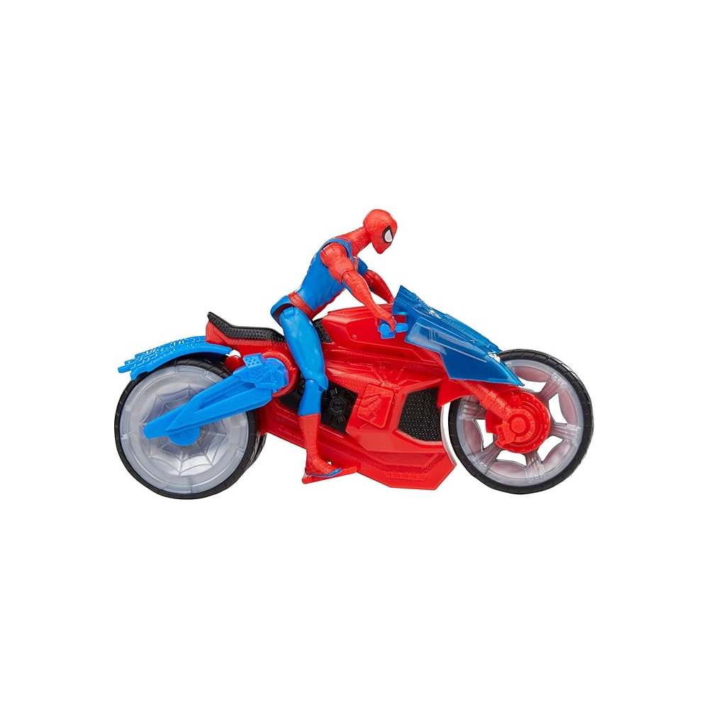 Hasbro Marvel Spider-Man Web Blast Cycle Kids Playset with Poseable Spider-Man Action Figure (4") ฮาสโบร มาร์เวล อเวนเจอร์ส หุ่นโมเดลฟิกเกอร์ สไปเดอร์แมน ขนาด 4 นิ้ว และ มอเตอร์ไซด์ ลิขสิทธิ์แท้