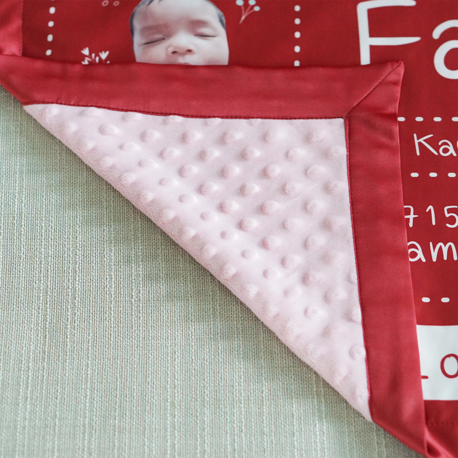 ผ้าห่มเด็ก ใส่ประวัติแรกเกิด ลาย Chinese Calendar - Little Red Riding Hood - Red + ใส่รูปถ่าย