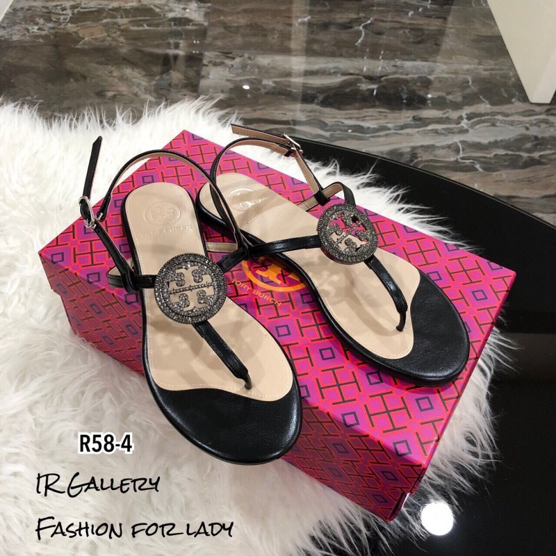 รองเท้าแคะ Style Tory Burch แต่งอะไหล่ (สีดำ)