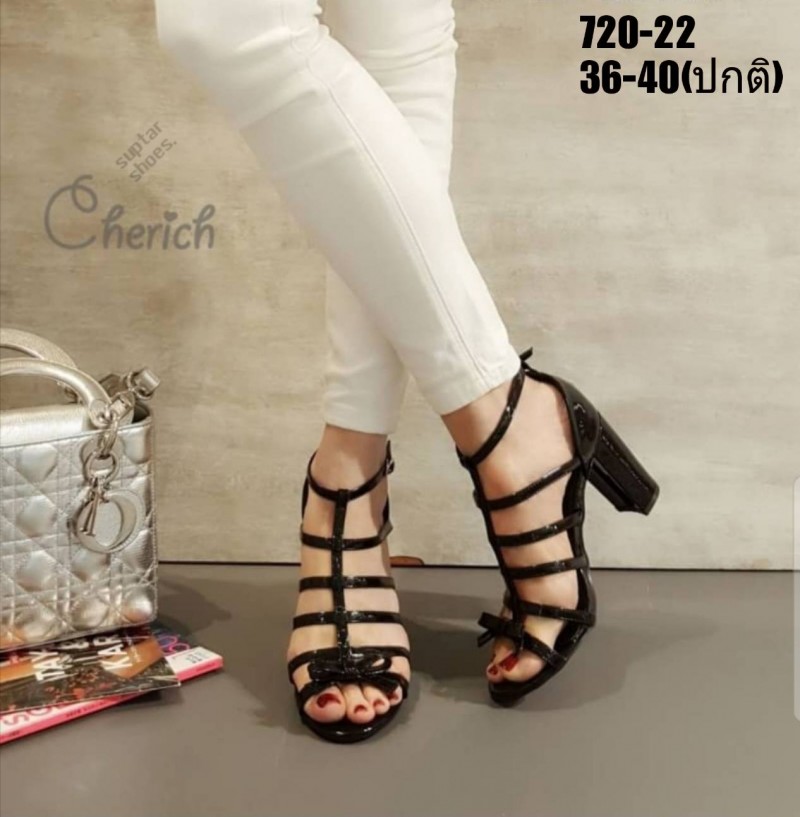 รองเท้ารัดข้อแต่งสายคาดหน้าสาน (สีครีม)
