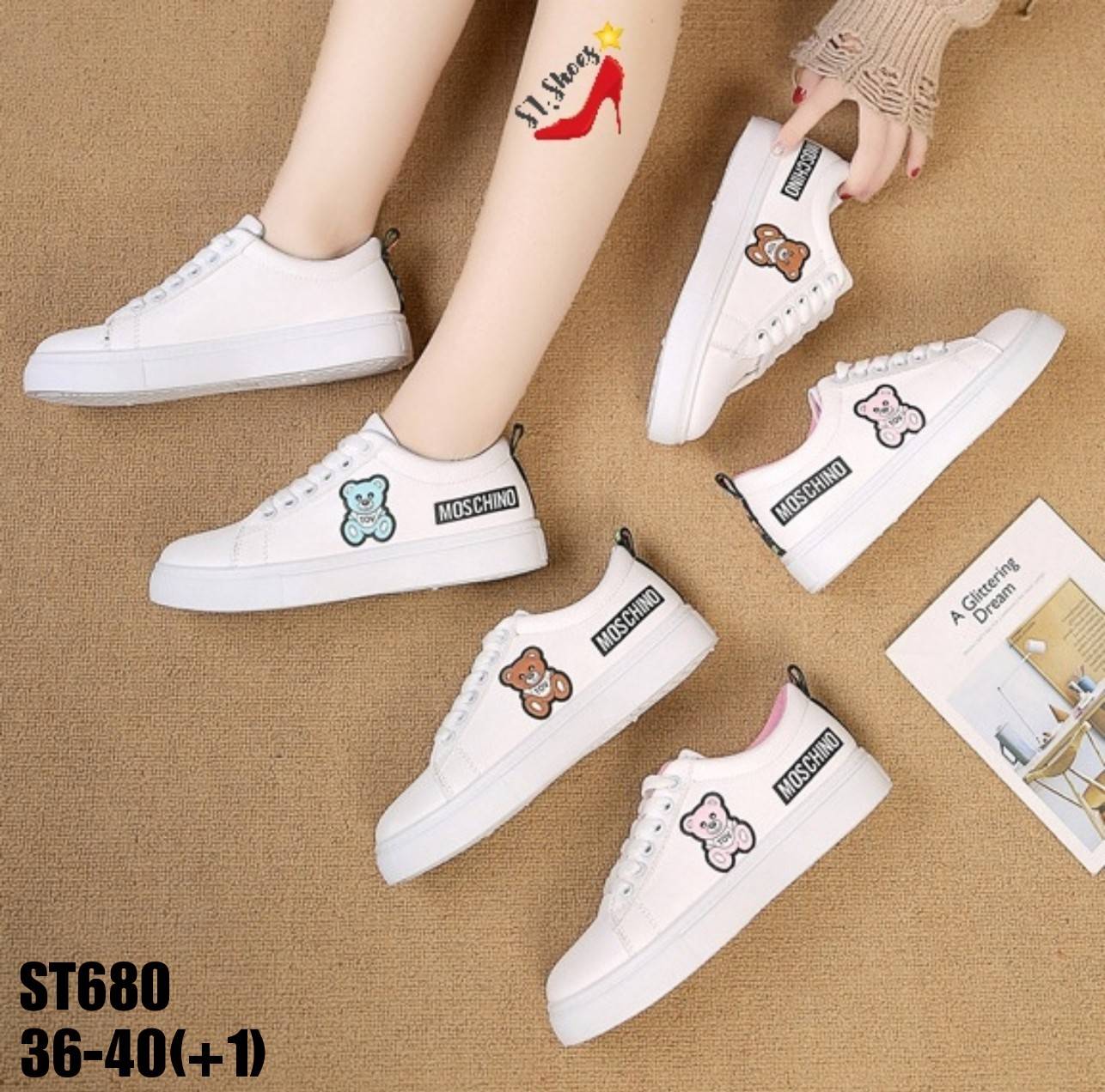 รองเท้าผ้าใบหมี Teddy (สีฟ้า)